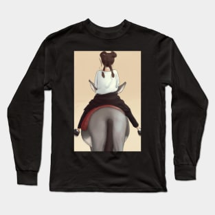 Young Girl on a Donkey - Greeting Card and Prints Long Sleeve T-Shirt